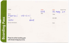 脱出を実感した、手書きのボーディングパス